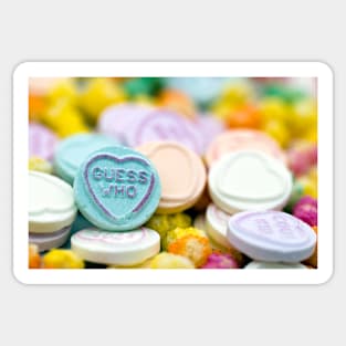 "Guess Who" Love heart sweets Sticker